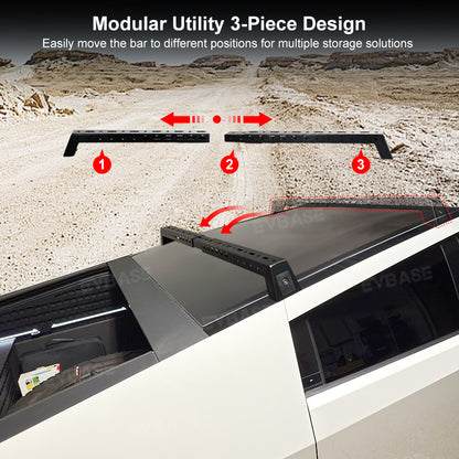 Tesla Cybertruck Roof Rack Crossbar Telescoping Lockable Cargo Rack Roof Bed Rails EVBASE