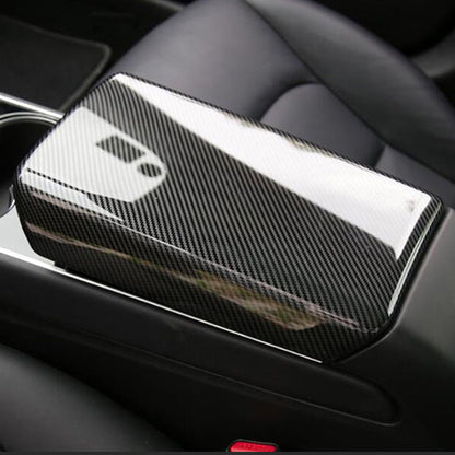 Tesla Model Y 3 Carbon Fiber Interior Accessories Central Control Armrest Box Cover