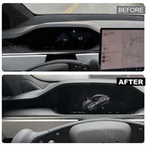 Model X S Dashboard Front Door Trim Cover Real Carbon Fiber Center Console Panel Tesla Interior