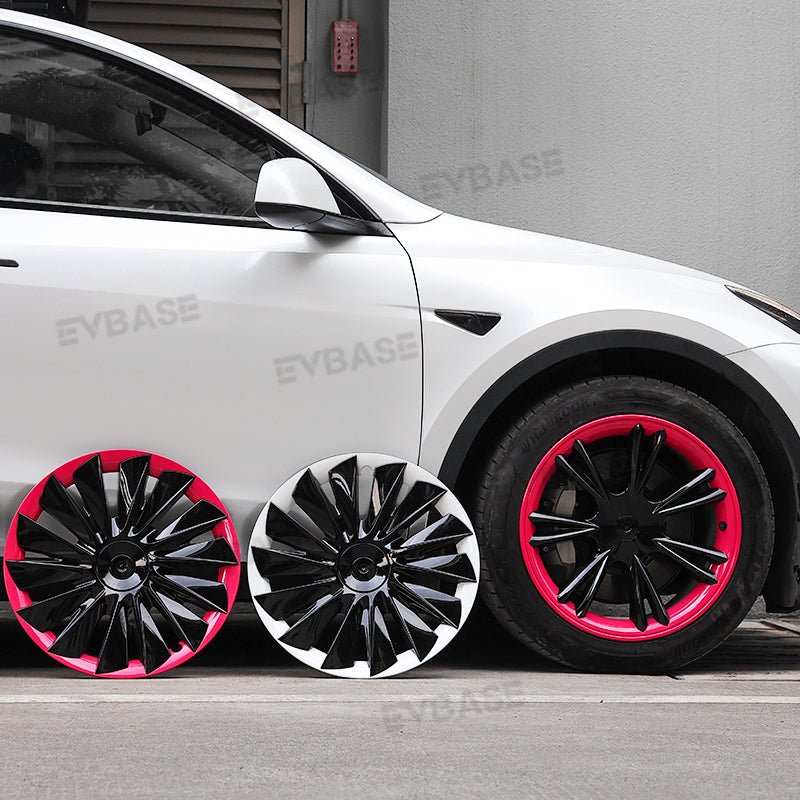 Tesla Model Y Bicolor Wheel Covers 19 Inch ABS Rim Protector Covers Sport Wheel Caps 4PCS