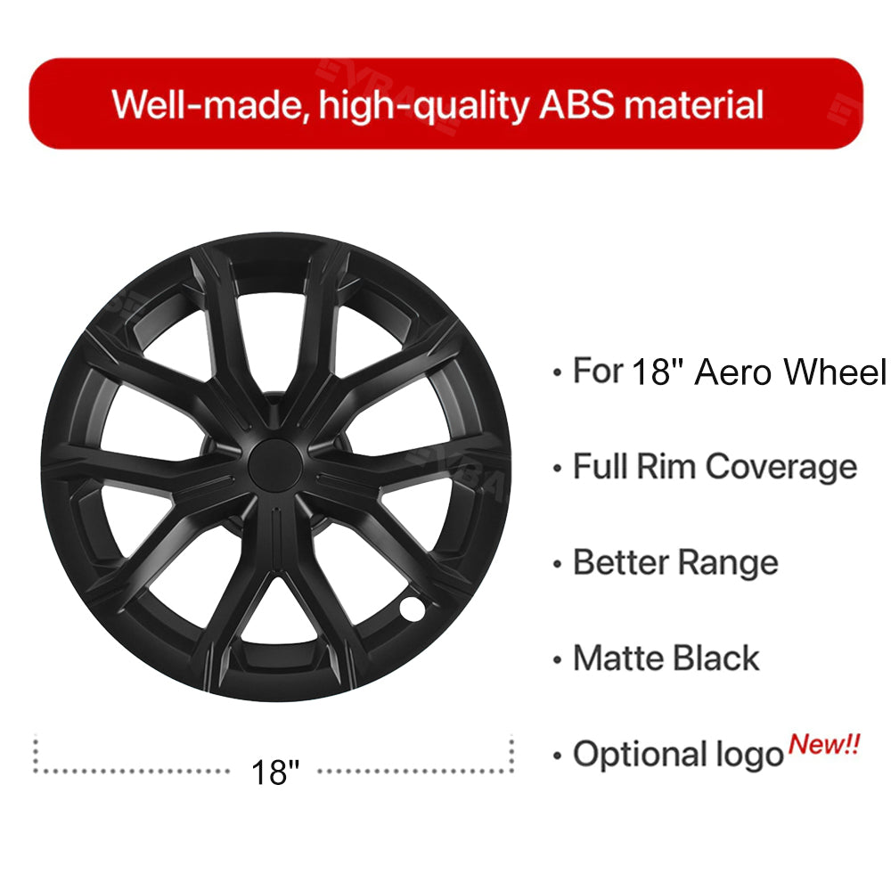 Tesla Model 3 Wheel Covers 18 Inch  ABS Sport Hubcaps Aero Wheel Caps Matte Black 4PCS