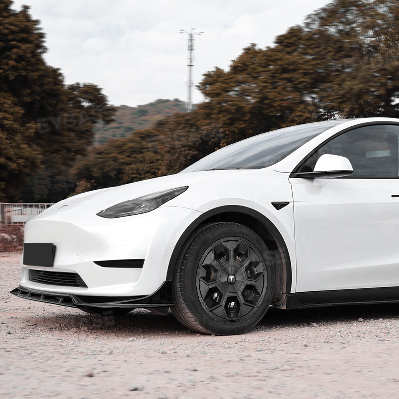 Tesla Model Y 19" Wheel Covers Hex Wedge Hubcaps Matte Black Wheel Caps Rim Protector Honeycomb Wheels Style