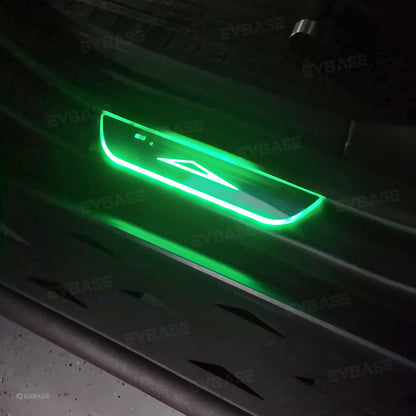 Tesla Cybertruck Illuminated Door Sill Protector LED Plates With Cybertruck Silhouette Triangle Body Logo