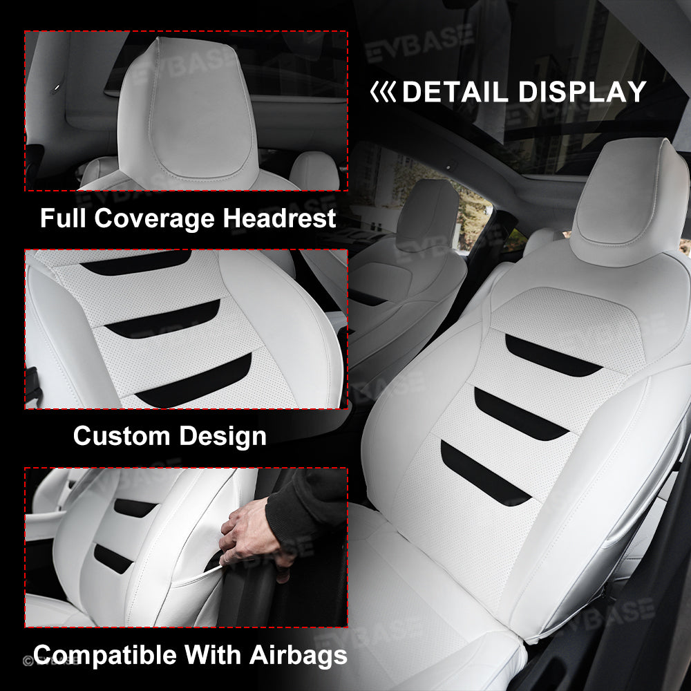 Tesla Seat Cover Model Y Juniper NAPPA Leather Full Coverage Seat Protector WIth Launch Logo