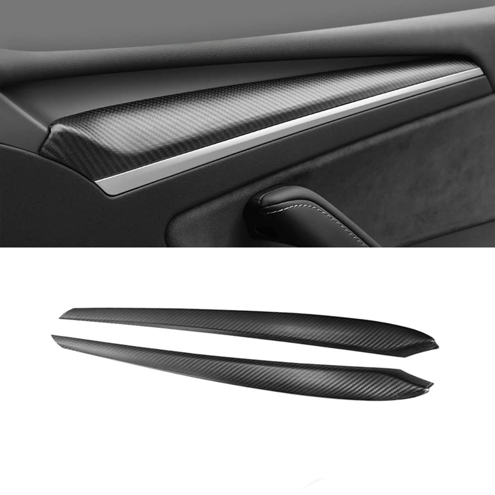 Tesla Model Y 3 Carbon Fiber Interior Accessories Front Door Trim Cover