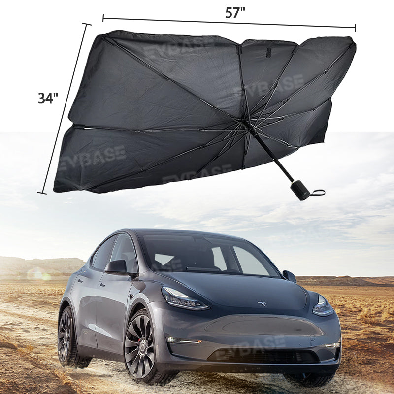 Tesla Model Y 3 Windshield Sun Shade Foldable Front Window Sunshade Umbrella