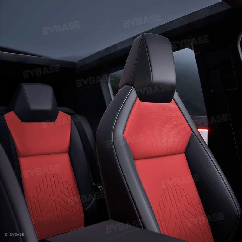 Tesla Cybertruck Red Seat Covers NAPPA Leather Custom Seat Protector All Set Gen 3.0 With Musk's Rocket Spirit