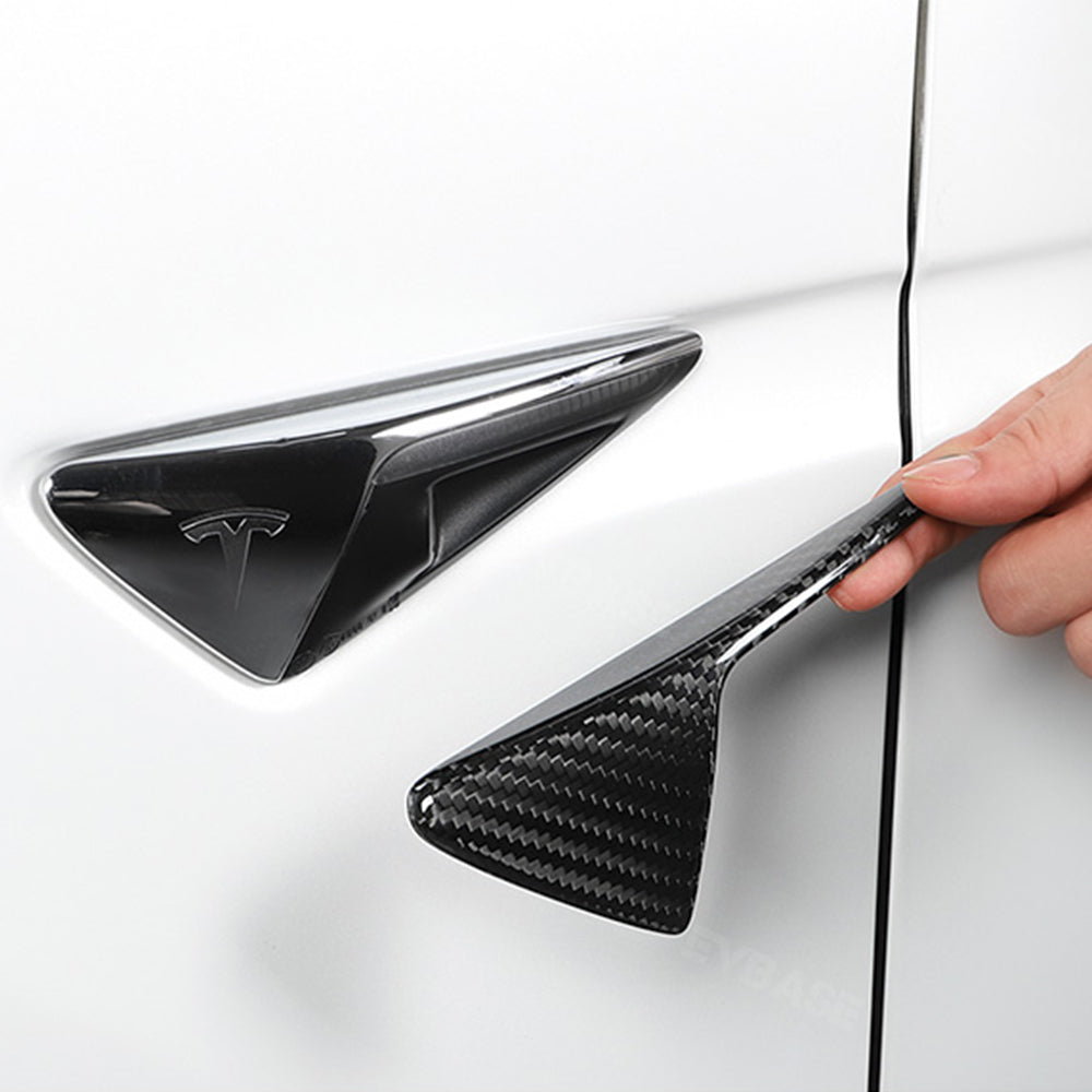 Tesla Model X Real Carbon Fiber Side Camera Covers Turn Signal Full-Cover Exterior EVBASE