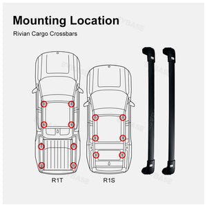 EVBASE Rivian R1T/R1S Cargo Crossbars Roof Rack Lockable Rooftop Luggage Rack 2pcs