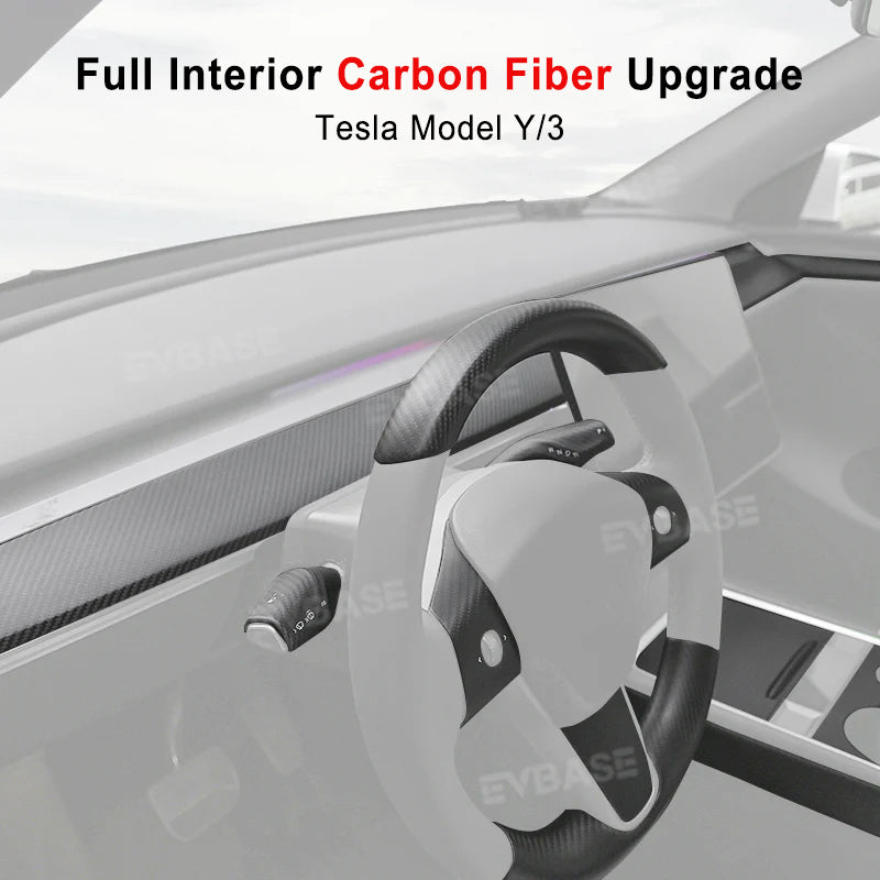 Tesla Model Y 3 Full Interior Carbon Fiber Upgrade Kit Real Molded Carbon Fiber Cover Wrap Trim Overlay Protection