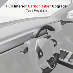 Tesla Model Y 3 Full Interior Carbon Fiber Upgrade Kit Real Molded Carbon Fiber Cover Wrap Trim Overlay Protection