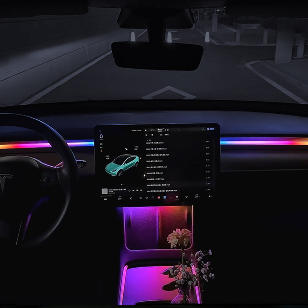 EVBASE Tesla Model 3 Y Dashboard Streamer Ambient Light Interior Car Neon Lights