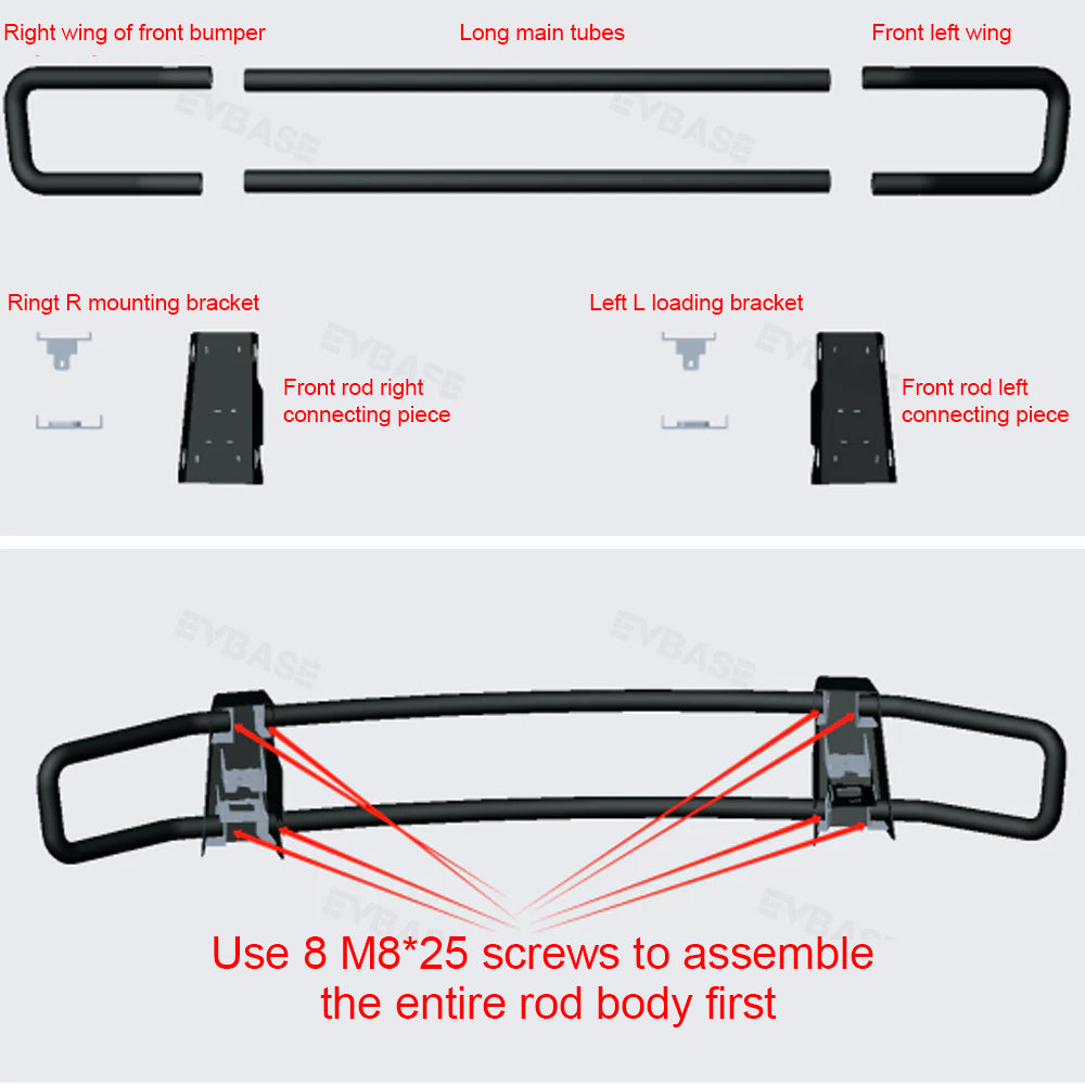 Tesla Cybertruck Front Bull Bar Bumper Grille Guard Push Bar EVBASE