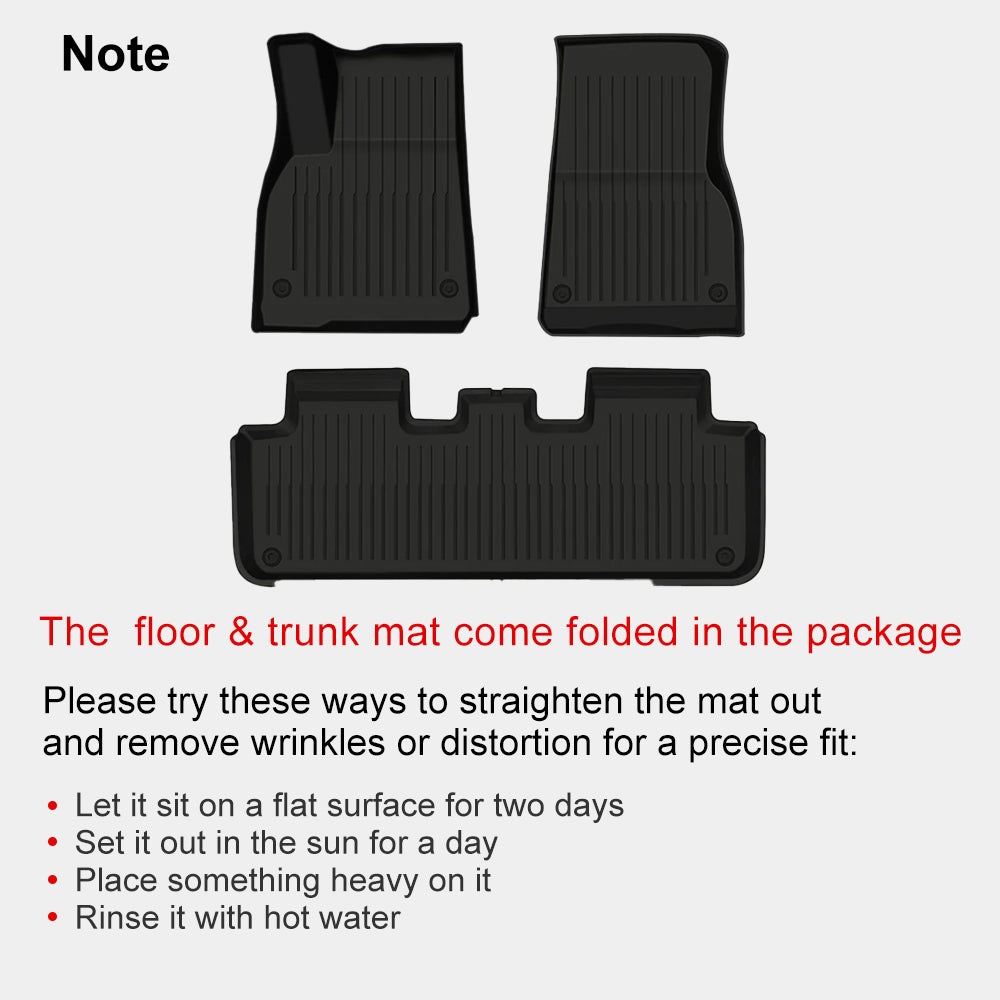 Tesla Model 3 Y Floor Mats 3D TPE Anti-Slip Waterproof All Weather Tesla Floor Mat EVBASE