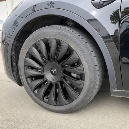 Model Y Überturbine Wheels Covers 19inch Carbon Fiber Texture for Tesla Gemini Wheels Exterior Accessories