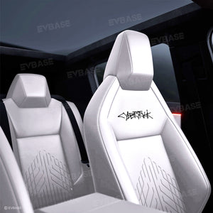 Tesla Cybertruck Red Seat Covers NAPPA Leather Custom Seat Protector All Set Gen 3.0 With Musk's Rocket Spirit