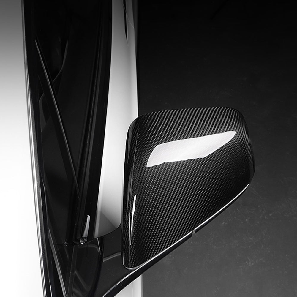 EVBASE Tesla Model X S Real Carbon Fiber Side Mirror Cover Anti-Scratch Model X S Exterior Accessories