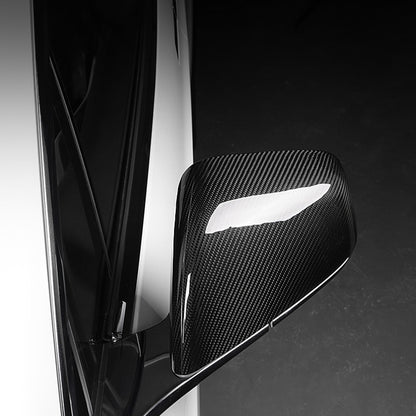 EVBASE Tesla Model X S Real Carbon Fiber Side Mirror Cover Anti-Scratch Model X S Exterior Accessories