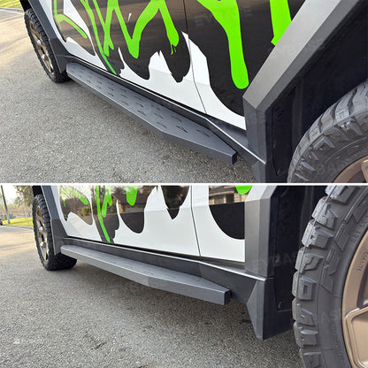 EVBASE Tesla Cybertruck Running Boards Side Steps Nerf Bars Upgrade With Cybertruck Triangle Logo