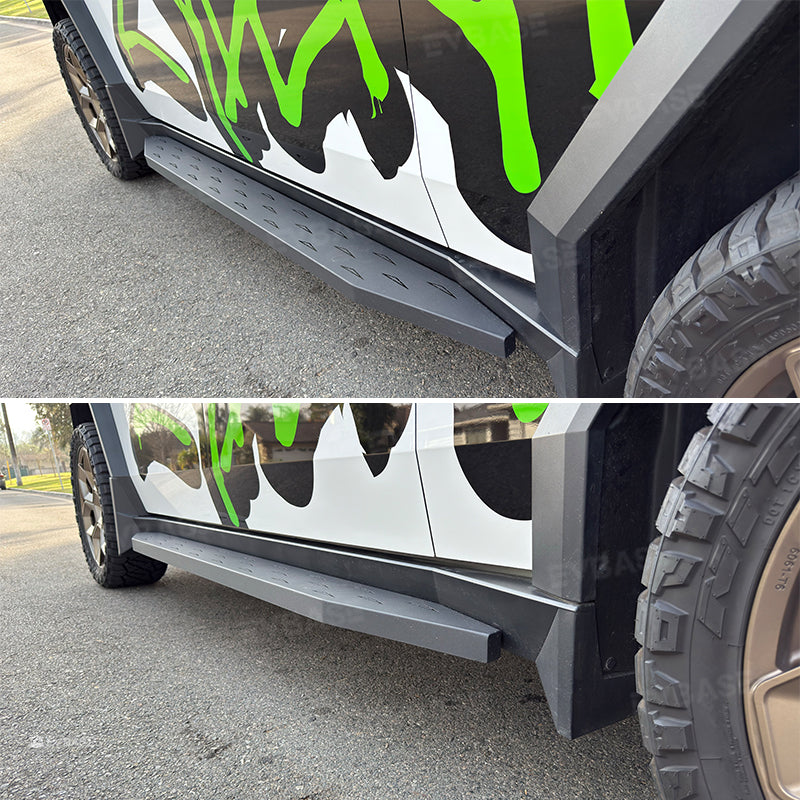 Upgrade Tesla Cybertruck Running Boards Side Steps Nerf Bars Exterior Brackets EVBASE With Triangle Logo