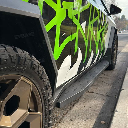 Upgrade Tesla Cybertruck Running Boards Side Steps Nerf Bars Exterior Brackets EVBASE With Triangle Logo