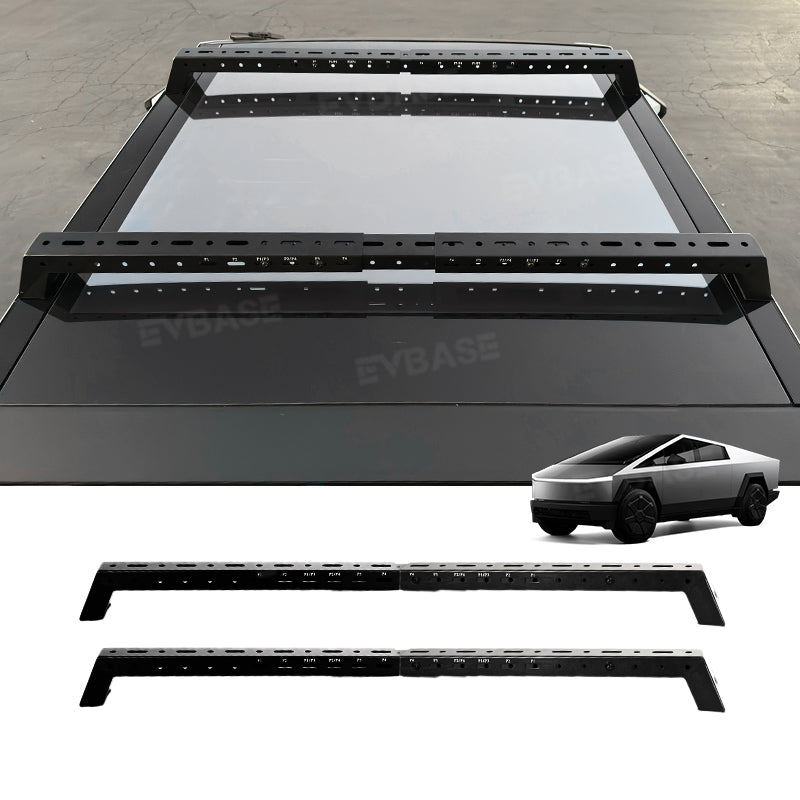 Tesla Cybertruck Roof Rack Crossbar Telescoping Lockable Cargo Rack Roof Bed Rails EVBASE