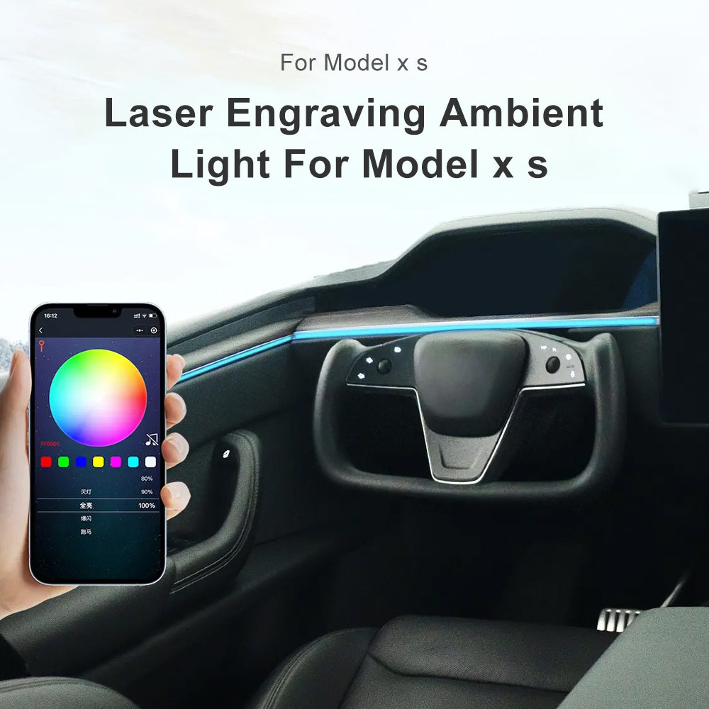 Tesla Model X Ambient Light Laser Carving RGB 128-Colors Tesla Ambient Lighting Kit