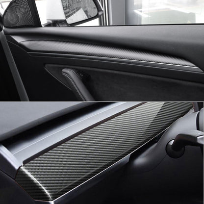 Tesla Model Y 3 Carbon Fiber Interior Accessories Dashboard Front Door Cover Trim