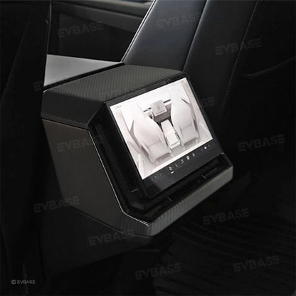 Tesla Cybertruck Rear Screen Overlay Real Carbon Fiber Display Frame Cover Backseat Air Vent Protection