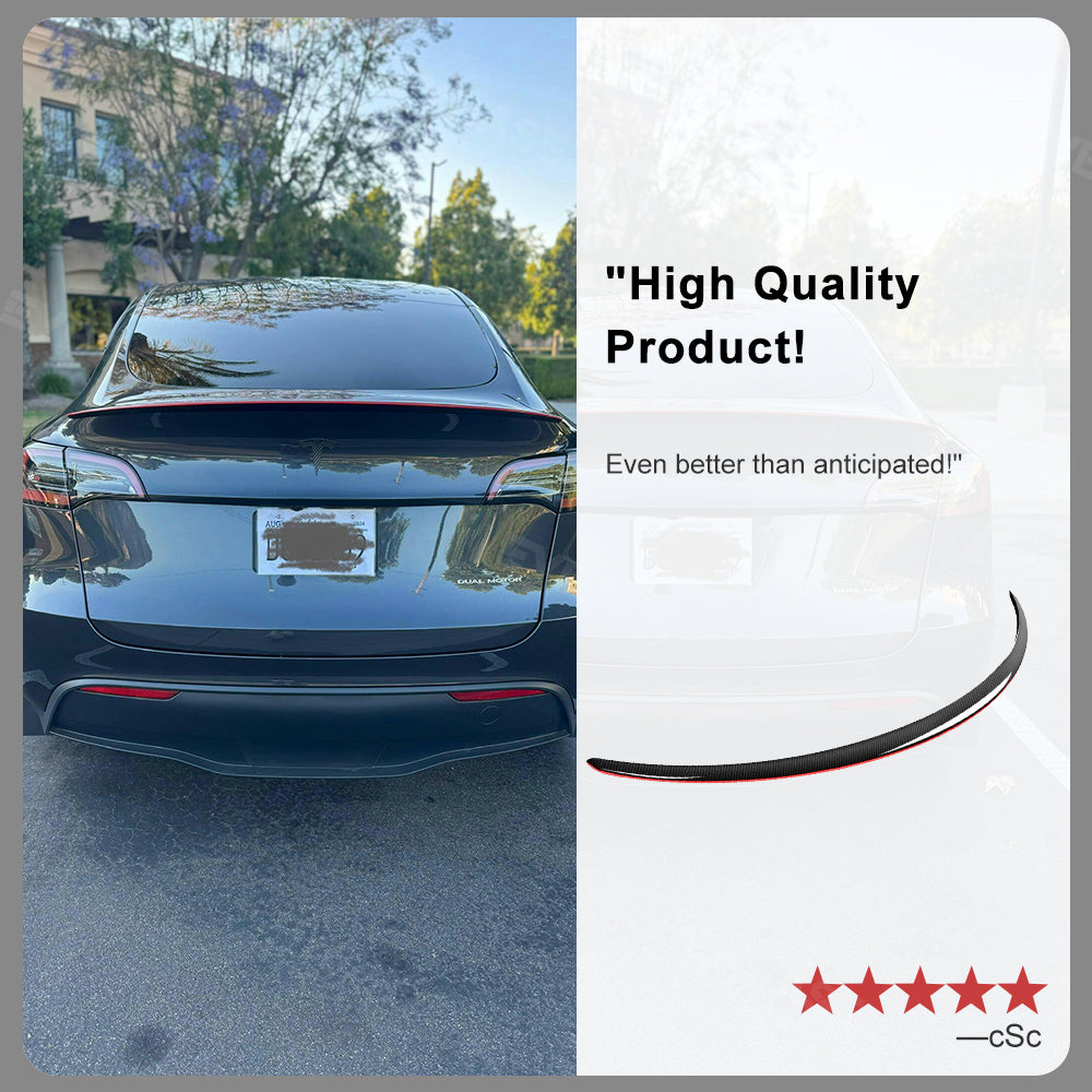 EVBASE Real Carbon Fiber Spoiler Wing Weatherproof for Tesla Model 3/Y Redline Spoiler