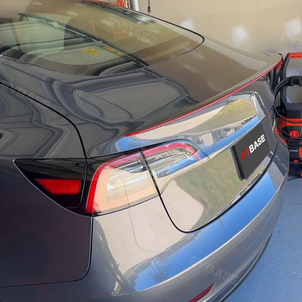 EVBASE Real Carbon Fiber Spoiler Wing Weatherproof for Tesla Model 3/Y Redline Spoiler