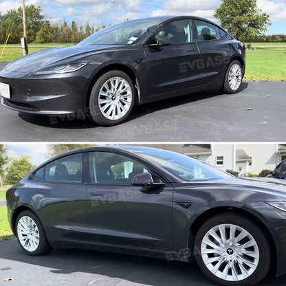 Tesla Model 3 Highland Wheel Covers 18 Inch Hubcaps Sport Wheel Caps Rim Covers 4PCS Nova Style Silver & Black