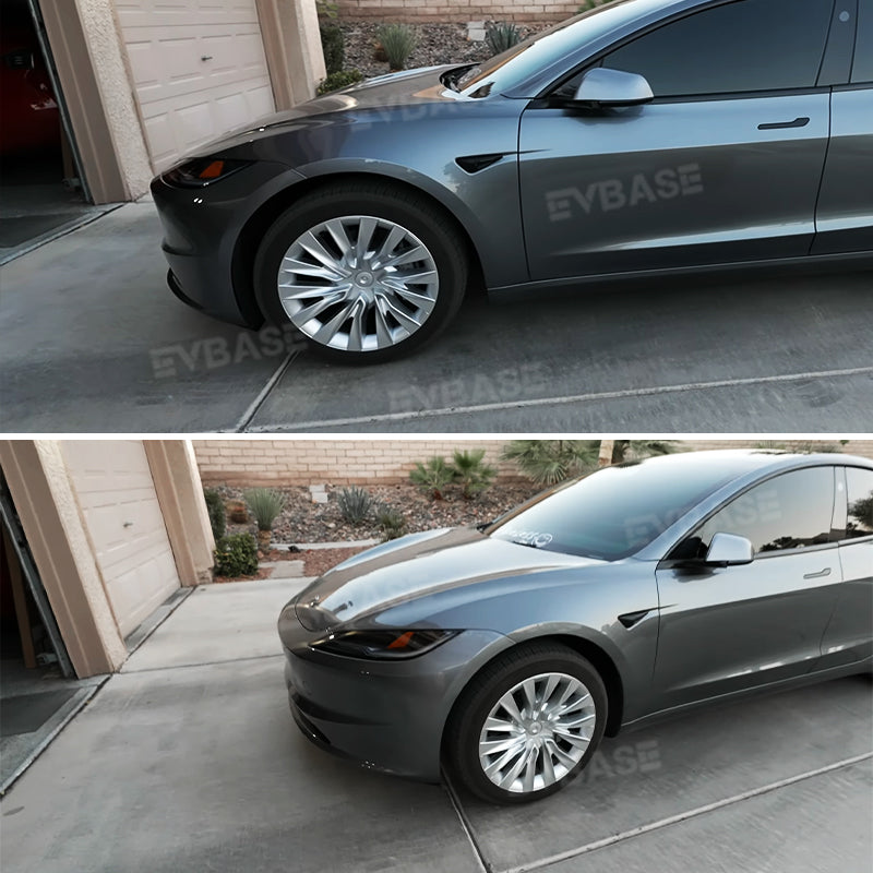 Tesla Model 3 Highland Wheel Covers 18 Inch Hubcaps Sport Wheel Caps Rim Covers 4PCS Nova Style Silver & Black