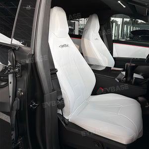 Tesla Cybertruck Seat Covers NAPPA Leather Full Coverage Seat Protector (Black/White)