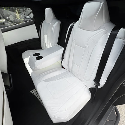 Tesla Cybertruck Seat Covers NAPPA Leather Full Coverage Seat Protector (Black/White)