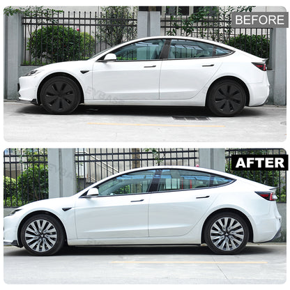 Tesla Model 3 Highland Wheel Covers 18 Inch Hubcaps Sport Wheel Caps Rim Covers 4PCS Nova Style Silver & Black