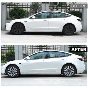 Tesla Model 3 Highland Wheel Covers 18 Inch Hubcaps Sport Wheel Caps Rim Covers 4PCS Silver & Black