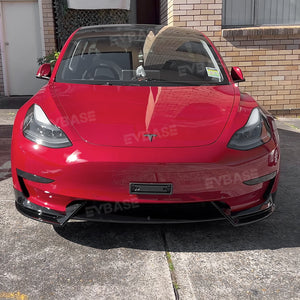 EVBASE Tesla Model Y Front Bumper Lip Fascia Front Lip Spoiler ABS Sport Body Kit Front Apron Model 3