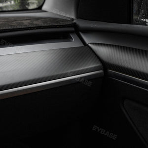 EVBASE Real Carbon Fiber Tesla Dashboard Front Door Cover Trim para el modelo 3 Y