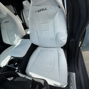 Tesla Cybertruck Seat Covers NAPPA Leather Full Coverage Seat Protector (Black/White)