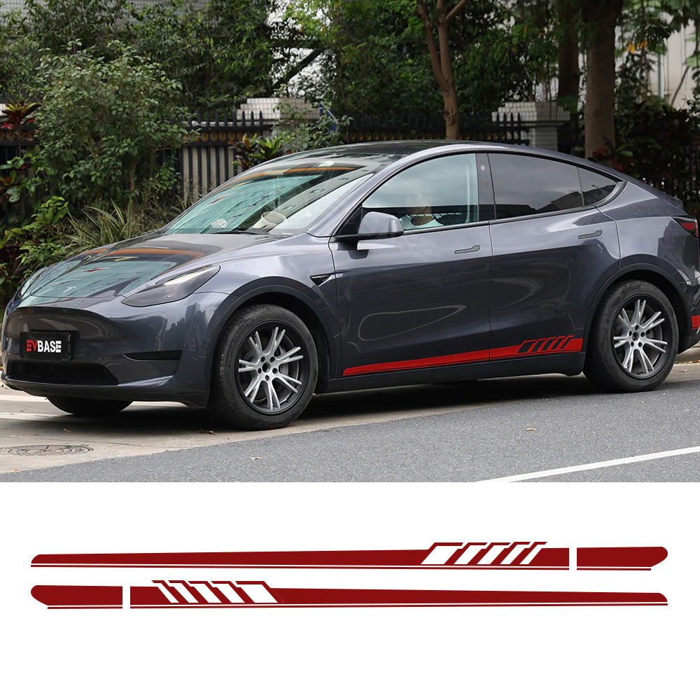 EVBASE Side Skirt Decals DIY Stickers Body Side Racing Stripe Stickers For Tesla Model 3/Y/S