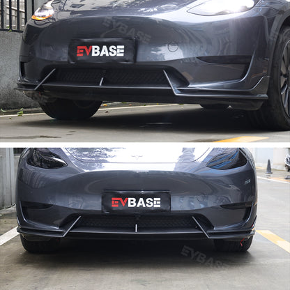 EVBASE Tesla Model Y Front Bumper Lip Fascia Front Lip Spoiler ABS Sport Body Kit Front Apron Model 3