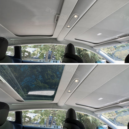 Tesla Model 3/Y Retractable Sunshade Glass Roof Sunshade with Roll Fabric Style|EVBASE