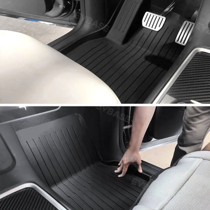 Tesla Model 3 Y Floor Mats 3D TPE Anti-Slip Waterproof All Weather Tesla Floor Mat EVBASE