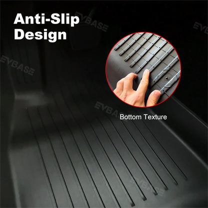 Tesla Model 3 Y Floor Mats 3D TPE Anti-Slip Waterproof All Weather Tesla Floor Mat EVBASE