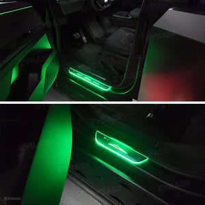 Tesla Cybertruck Illuminated Door Sill Protector LED Plates With Cybertruck Silhouette Triangle Body Logo