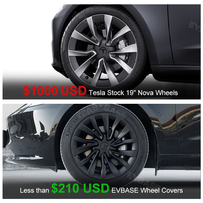 Tesla Model 3 Highland Wheel Covers 18 Inch Hubcaps Sport Wheel Caps Rim Covers 4PCS Nova Style Silver & Black