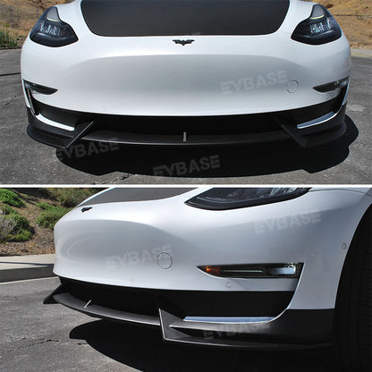 Tesla Model 3 Front Bumper Lip Spoiler V Style Splitter ABS Body Kit