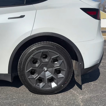 Tesla Model Y 19" Wheel Covers Hex Wedge Hubcaps Matte Black Wheel Caps Rim Protector Honeycomb Wheels Style