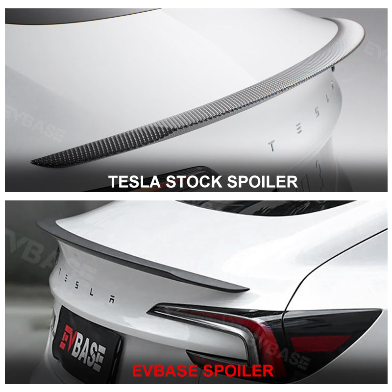 Tesla Model 3 Highland Spoiler Wing Real Carbon Fiber OEM Performance Style Rear Trunk Lid Splitter EVBASE